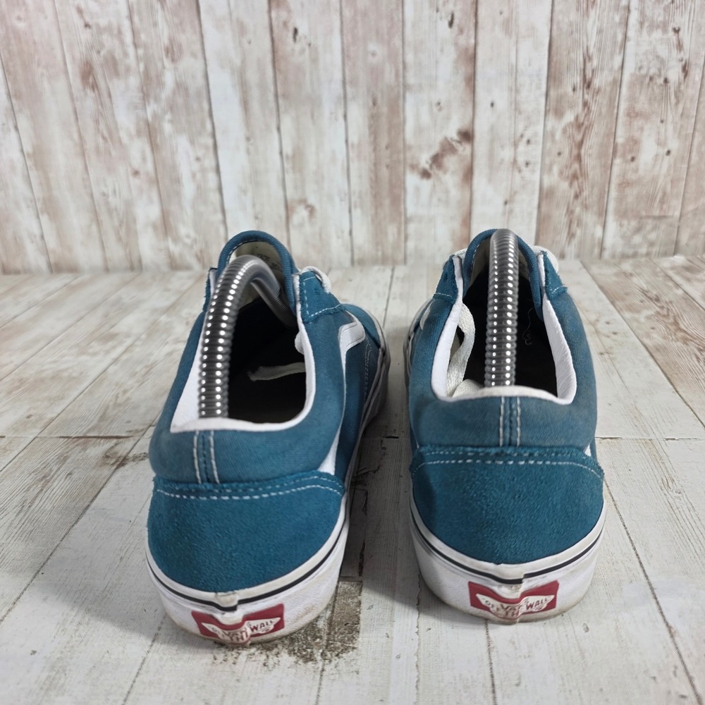 Vans Old Skool Teal Blue Suede Canvas Low Top Sneakers Womens 7.5 Mens 6.0 - Picture 2 of 8